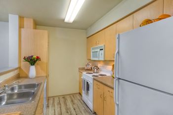 Nicely Equipped Kitchen with Refrigerator, Range and Dishwasher